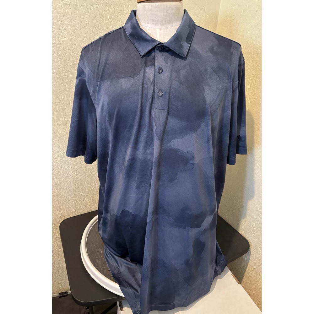 Adidas Ultimate Golf Polo Shirt Cloud Print Men's Sz 2XL AVR0967 Ink/Navy Blue